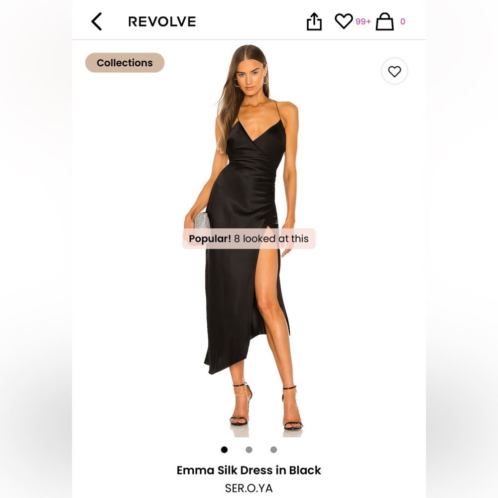 SER.O.YA Emma Silk Dress in Black - size Small